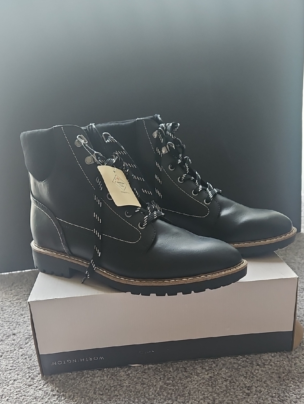 St. John's Bay Black Lace-Up Boots with Contrast Laces
